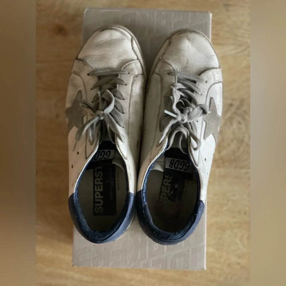 Authentic  Golden Goose  White and Navy Sneakers. Size 39. - Picture 3 of 8